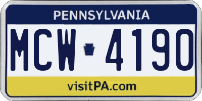 PA license plate MCW4190