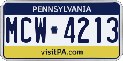 PA license plate MCW4213