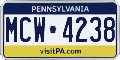 PA license plate MCW4238