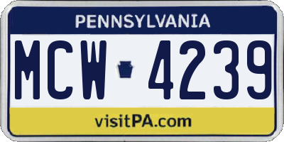 PA license plate MCW4239