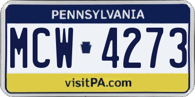 PA license plate MCW4273