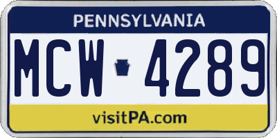 PA license plate MCW4289