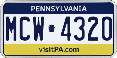 PA license plate MCW4320
