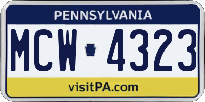 PA license plate MCW4323