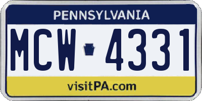 PA license plate MCW4331