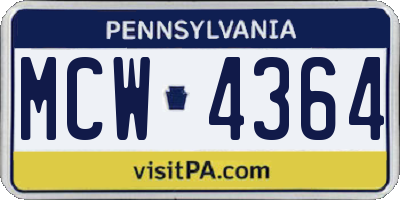 PA license plate MCW4364