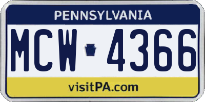 PA license plate MCW4366