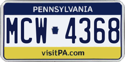 PA license plate MCW4368
