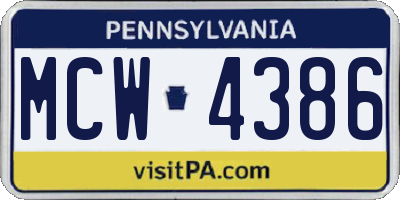 PA license plate MCW4386