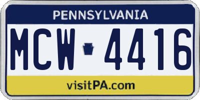 PA license plate MCW4416