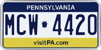 PA license plate MCW4420