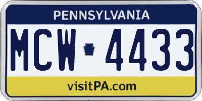 PA license plate MCW4433