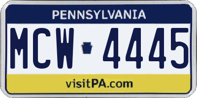 PA license plate MCW4445