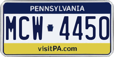 PA license plate MCW4450