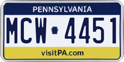 PA license plate MCW4451