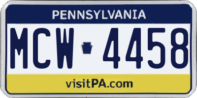 PA license plate MCW4458