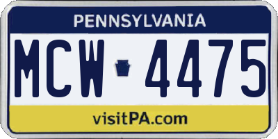 PA license plate MCW4475