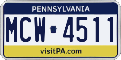 PA license plate MCW4511