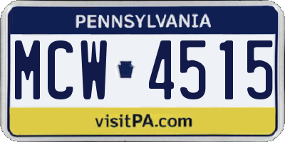 PA license plate MCW4515