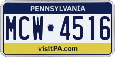 PA license plate MCW4516