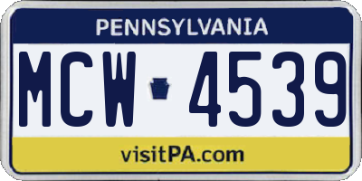 PA license plate MCW4539