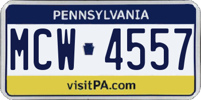 PA license plate MCW4557