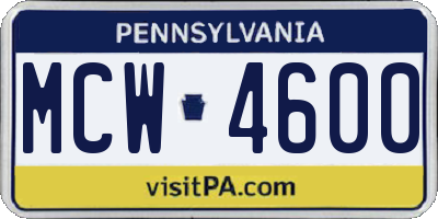 PA license plate MCW4600