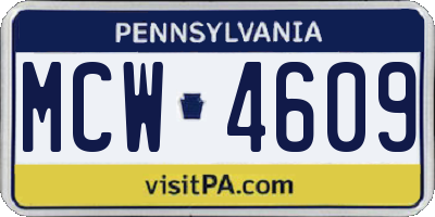 PA license plate MCW4609