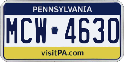 PA license plate MCW4630
