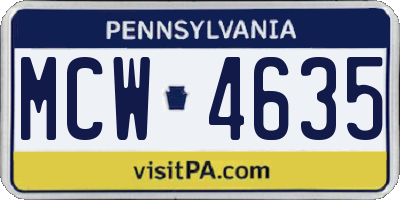 PA license plate MCW4635