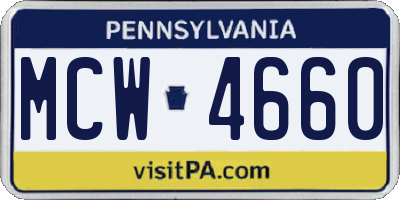 PA license plate MCW4660