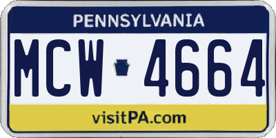 PA license plate MCW4664