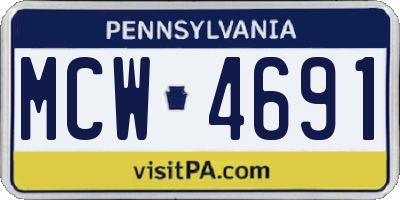 PA license plate MCW4691
