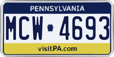 PA license plate MCW4693