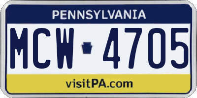PA license plate MCW4705