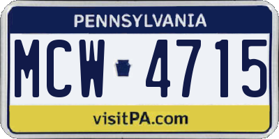 PA license plate MCW4715