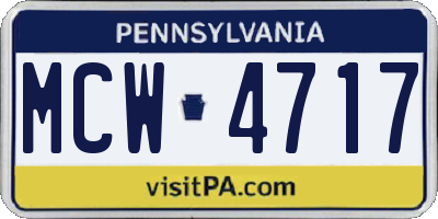 PA license plate MCW4717