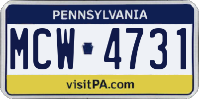 PA license plate MCW4731