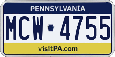 PA license plate MCW4755