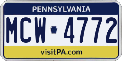 PA license plate MCW4772