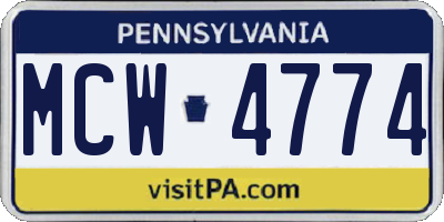 PA license plate MCW4774
