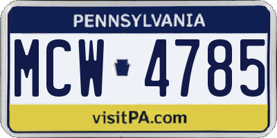 PA license plate MCW4785