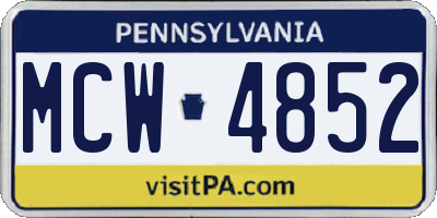 PA license plate MCW4852