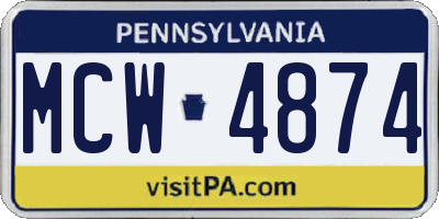 PA license plate MCW4874
