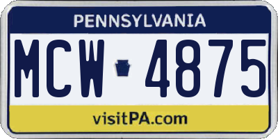 PA license plate MCW4875