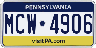 PA license plate MCW4906