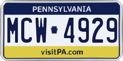 PA license plate MCW4929