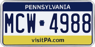 PA license plate MCW4988