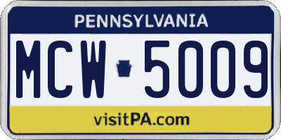 PA license plate MCW5009