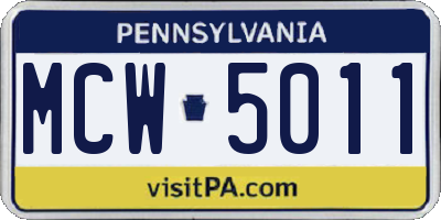 PA license plate MCW5011